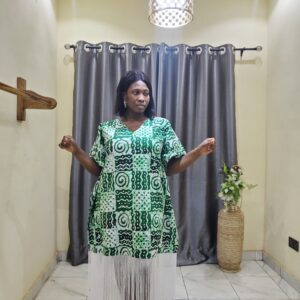 Ankara long dress with fringe